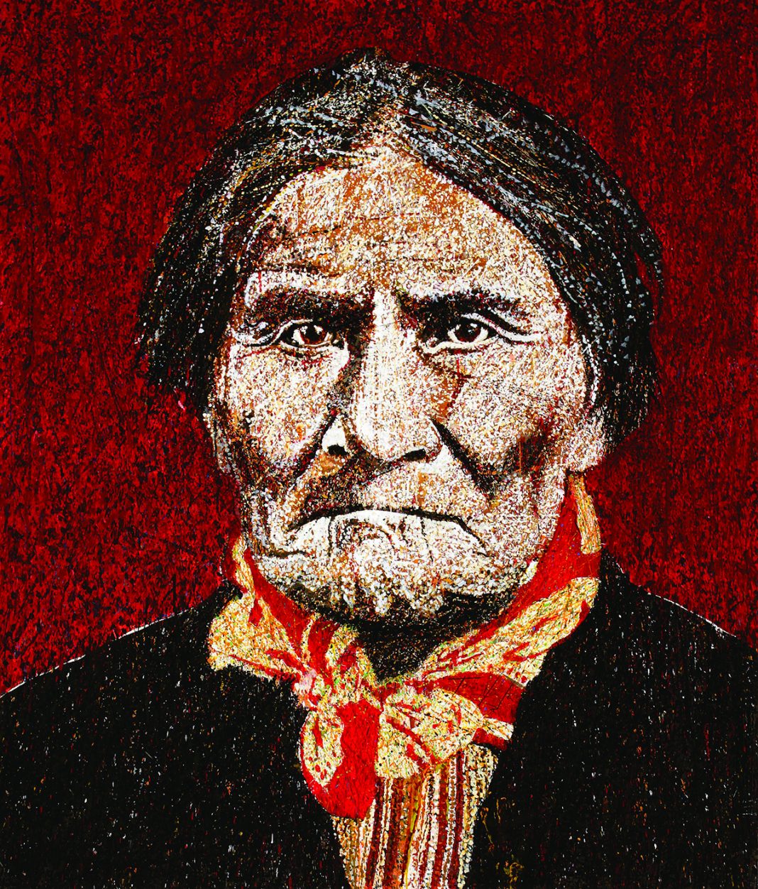 Geronimo in Red 2007 56 x 47 Ink splatter painting on paper_web